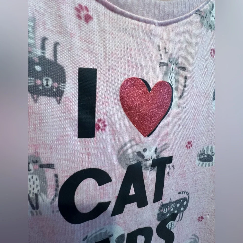 2 Pc Pj Set - I ♥ Cat Naps' - Matching Pink Pants & Long Sleeve top - Picture 5 of 10